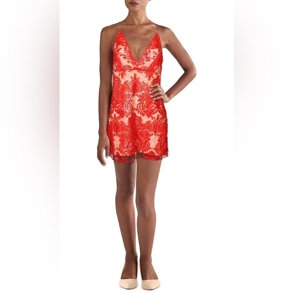 Free People Red and Nude Dress